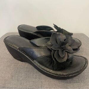 Born Black Sandals with Floral Design